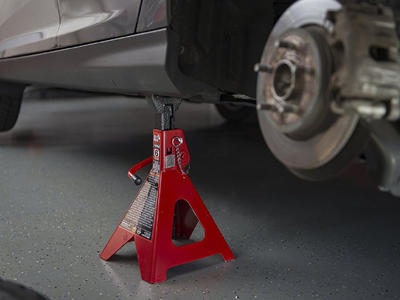 Raise the truck up on jack stands so that you can work underneath it